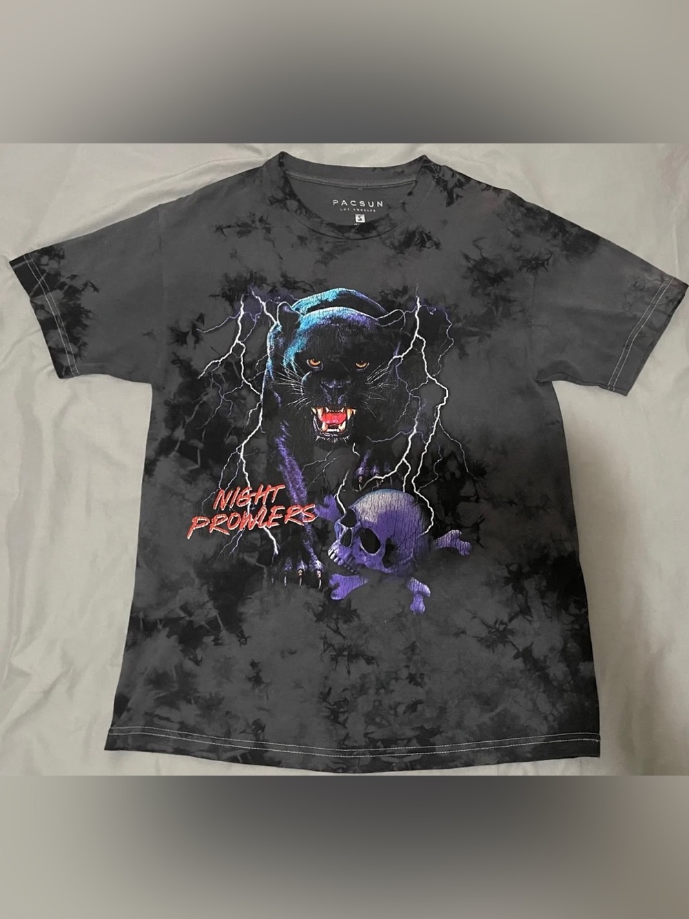 PacSun Black Tie-Dye 'Night Prowlers' Panther Graphic Tee